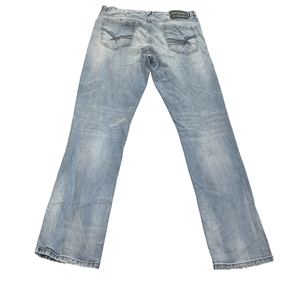 Unionbay Mens Distressed Straight Leg Jeans 34x34 (Fit 34x33) Stained - Picture 2 of 16